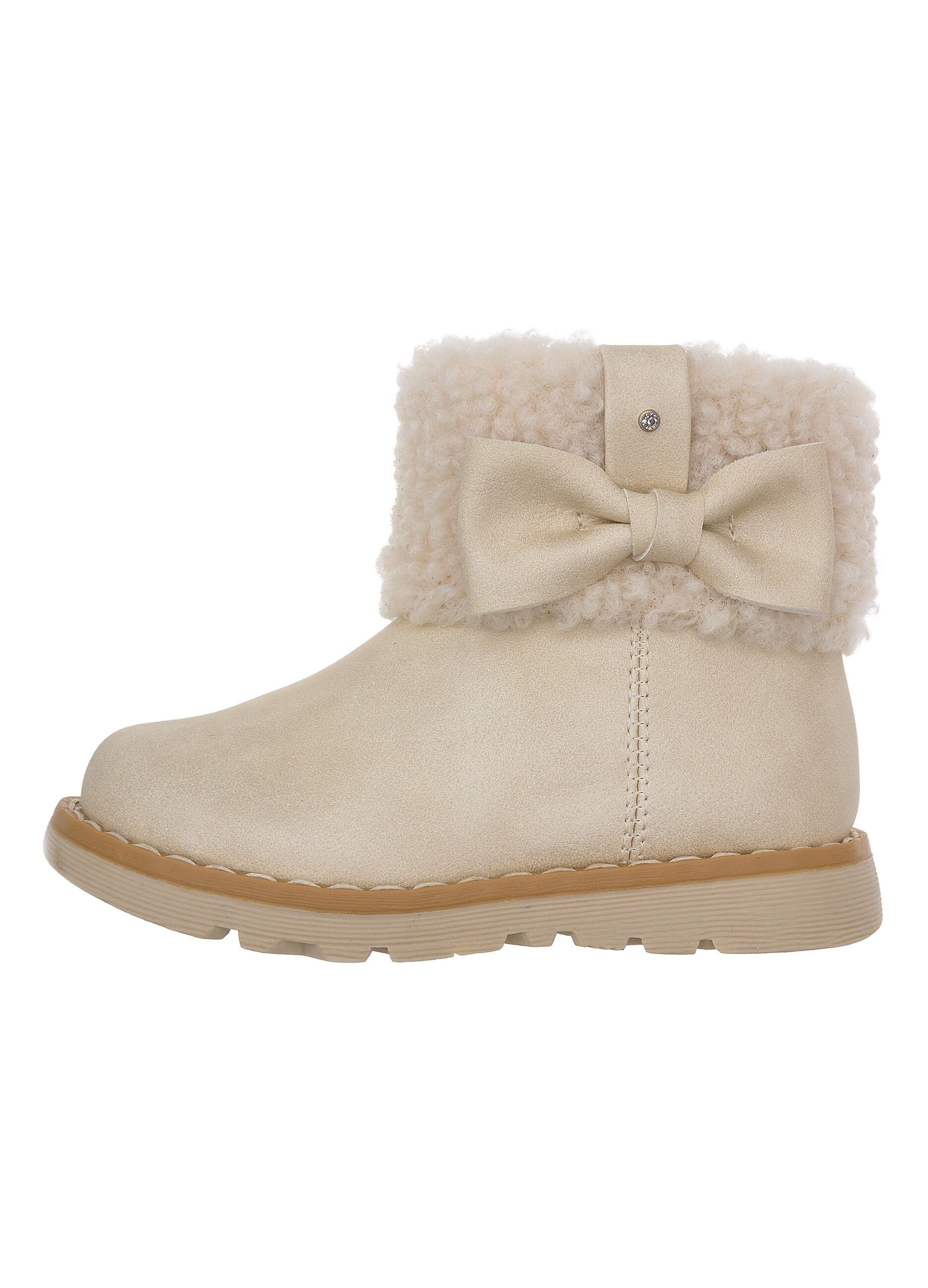 Chicco grey ankle boots with bow and teddy-effect trim