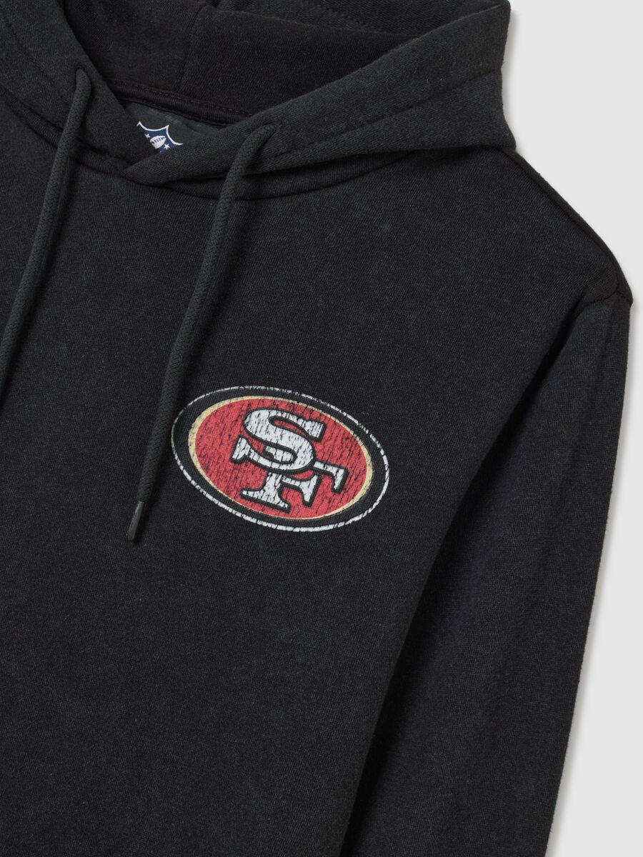 Black cotton blend hoodie with San Francisco 49ers logo_5