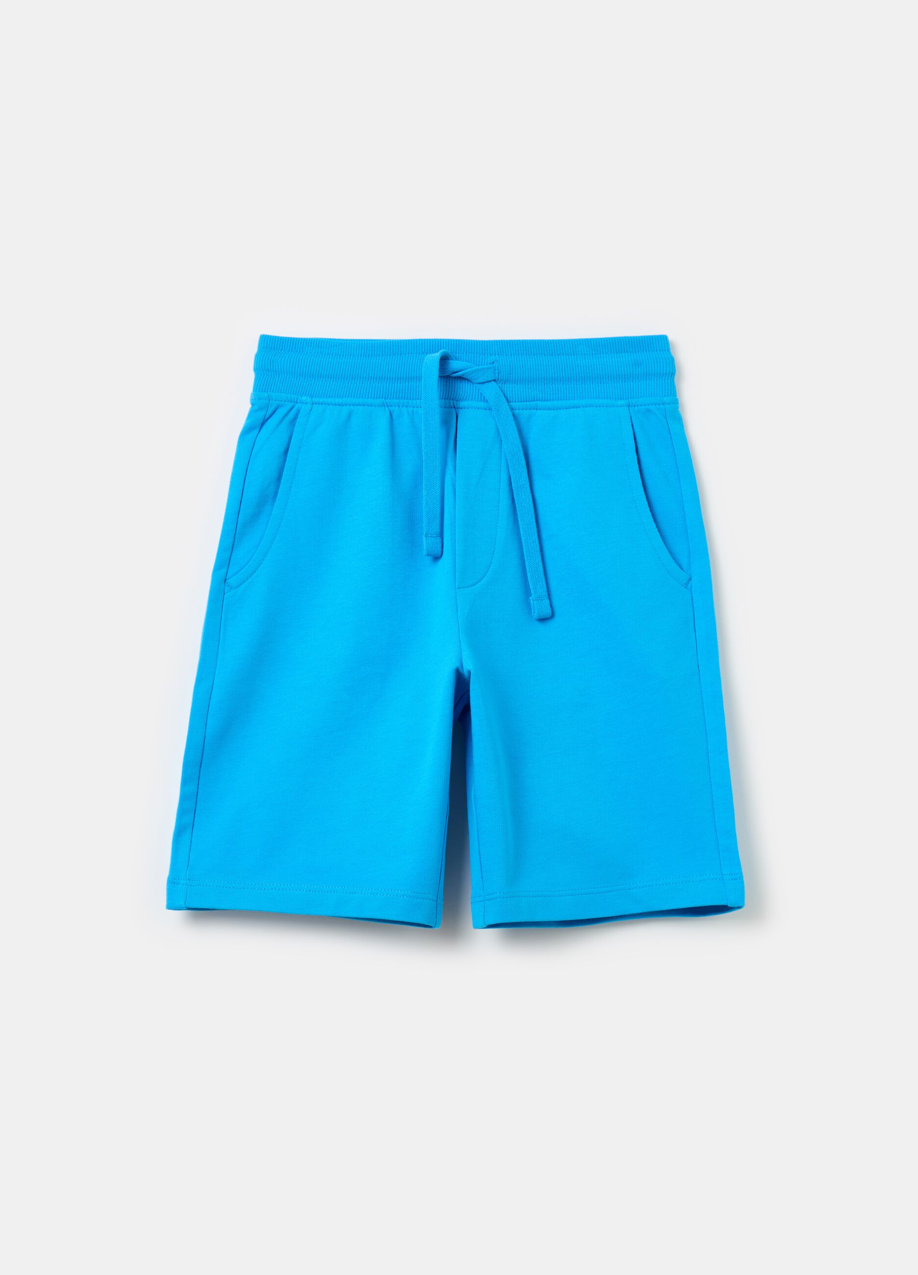 Fleece Bermuda shorts with drawstring