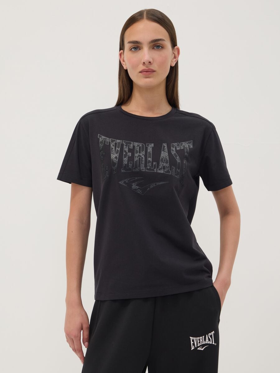 Black regular-fit stretch cotton jersey T-shirt with print_2