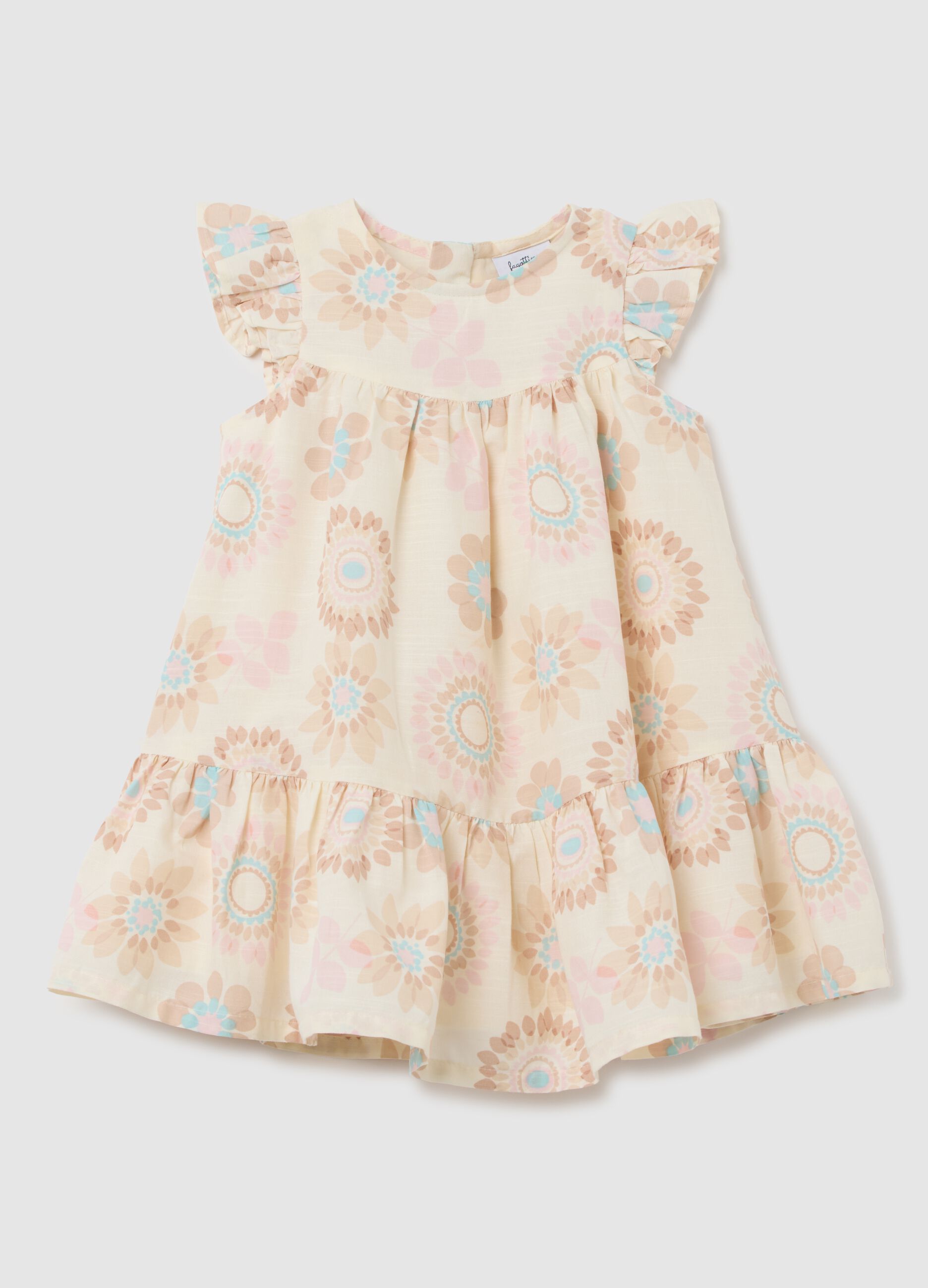 Girls' multicolour cotton blend dress with regular fit and pattern
