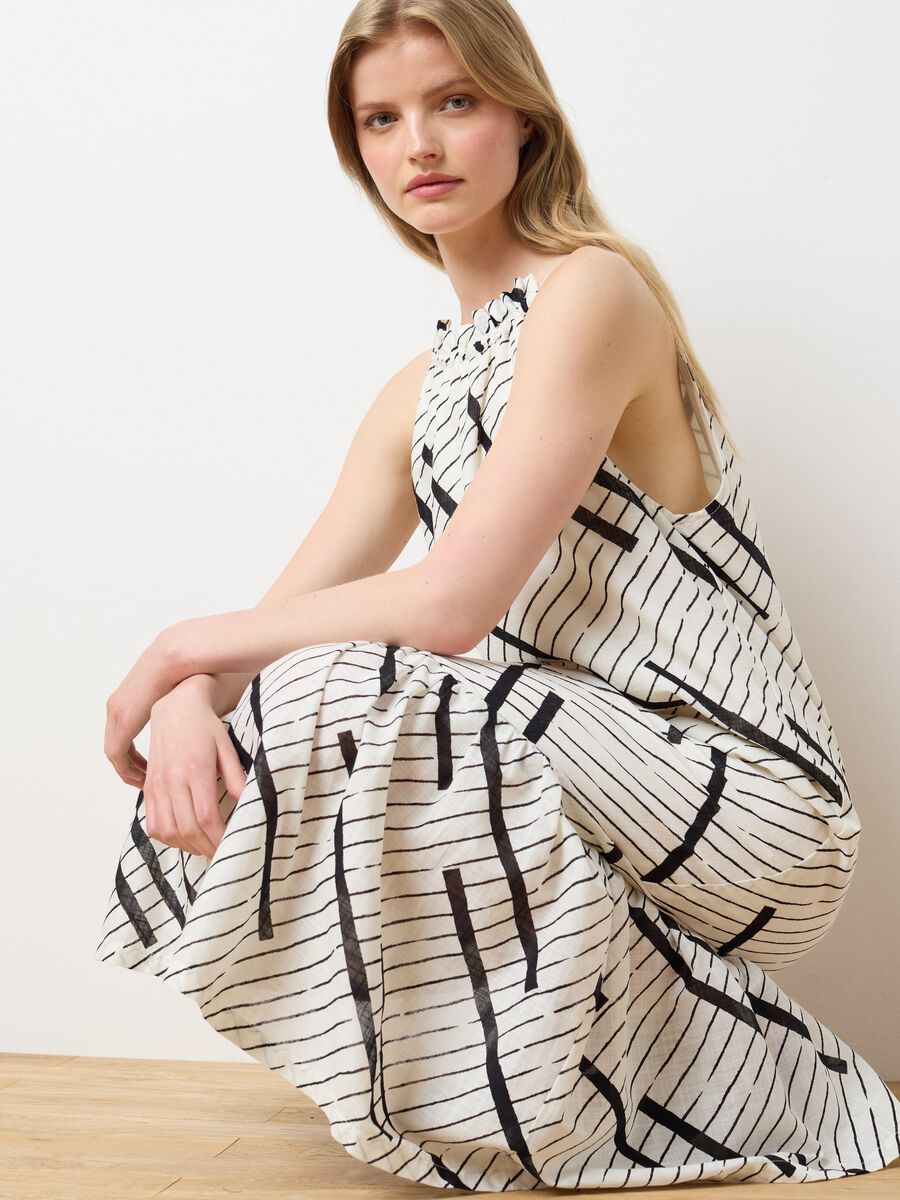 Women's long dress in pure multicolour cotton, oversized_0