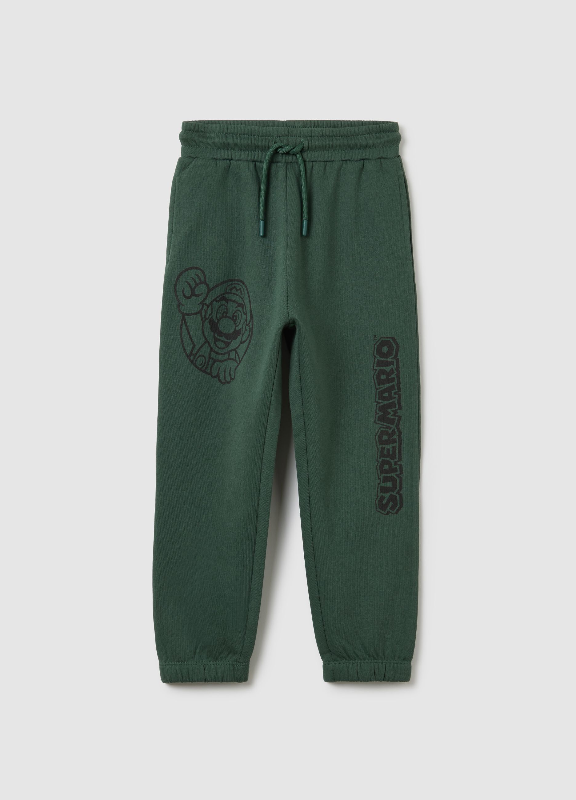 Children's green jogger trousers in pure cotton