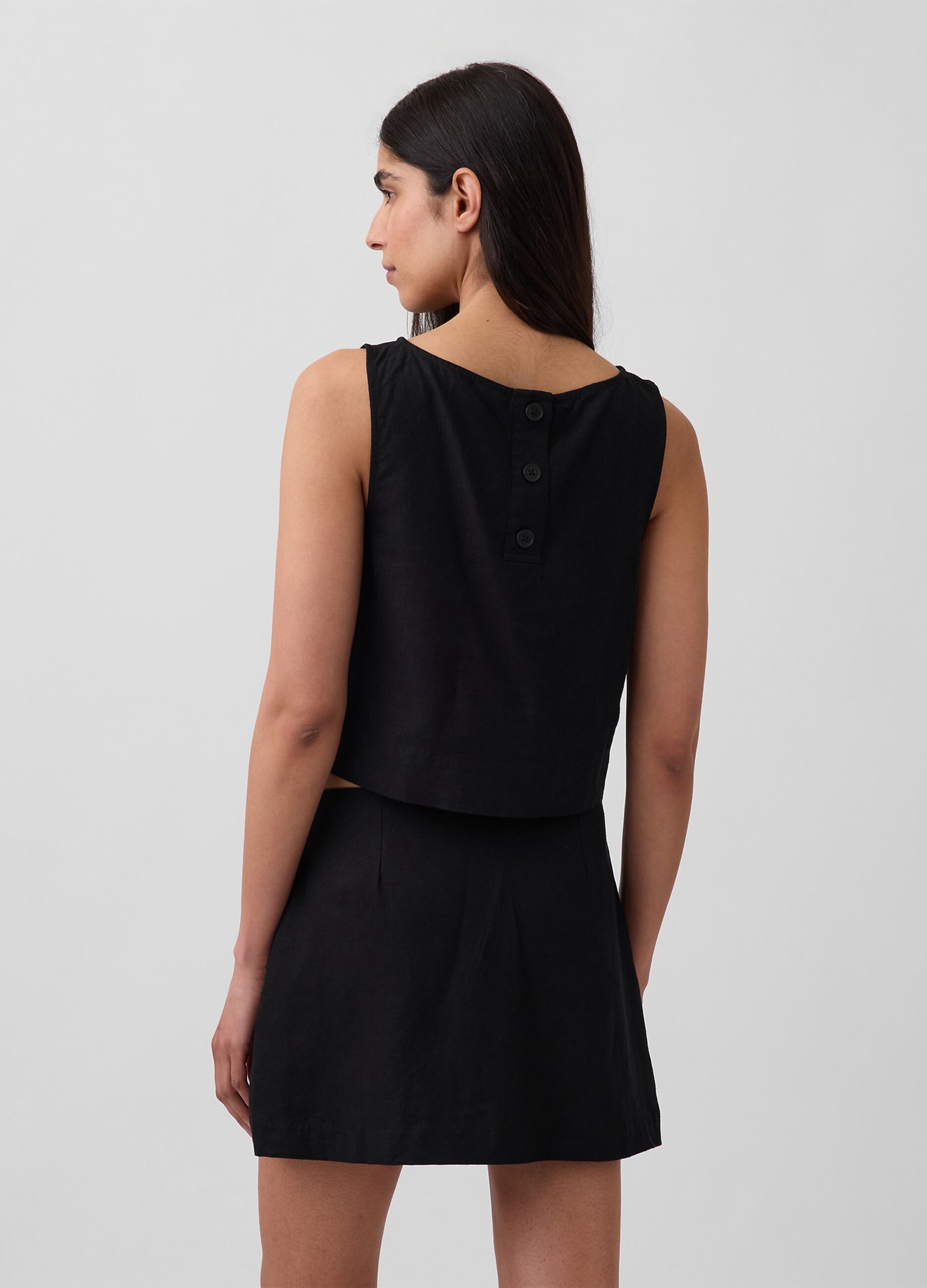 Sleeveless linen-blend top