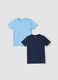 2-pack light blue and navy crew-neck T-shirts in pure organic cotton_0