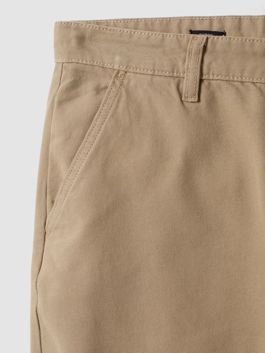 Pantaloni chino beige in puro cotone barrel fit_5