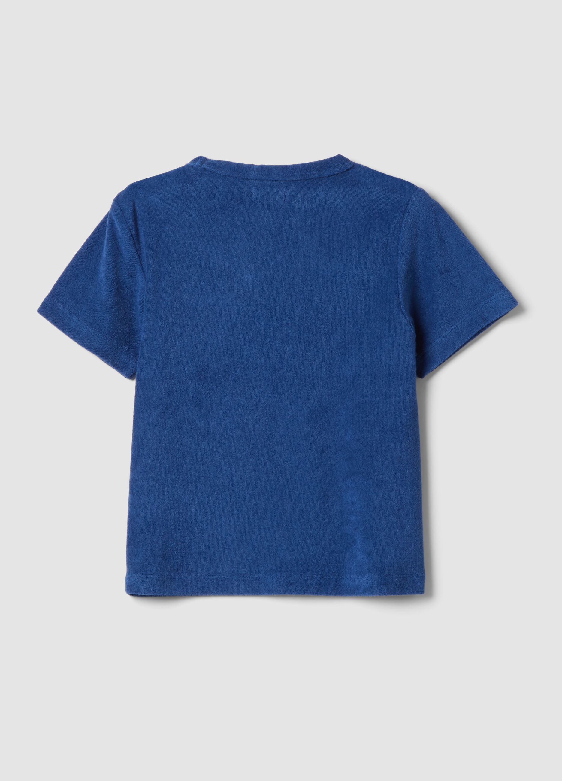 Blue short-sleeve cotton-blend T-shirt