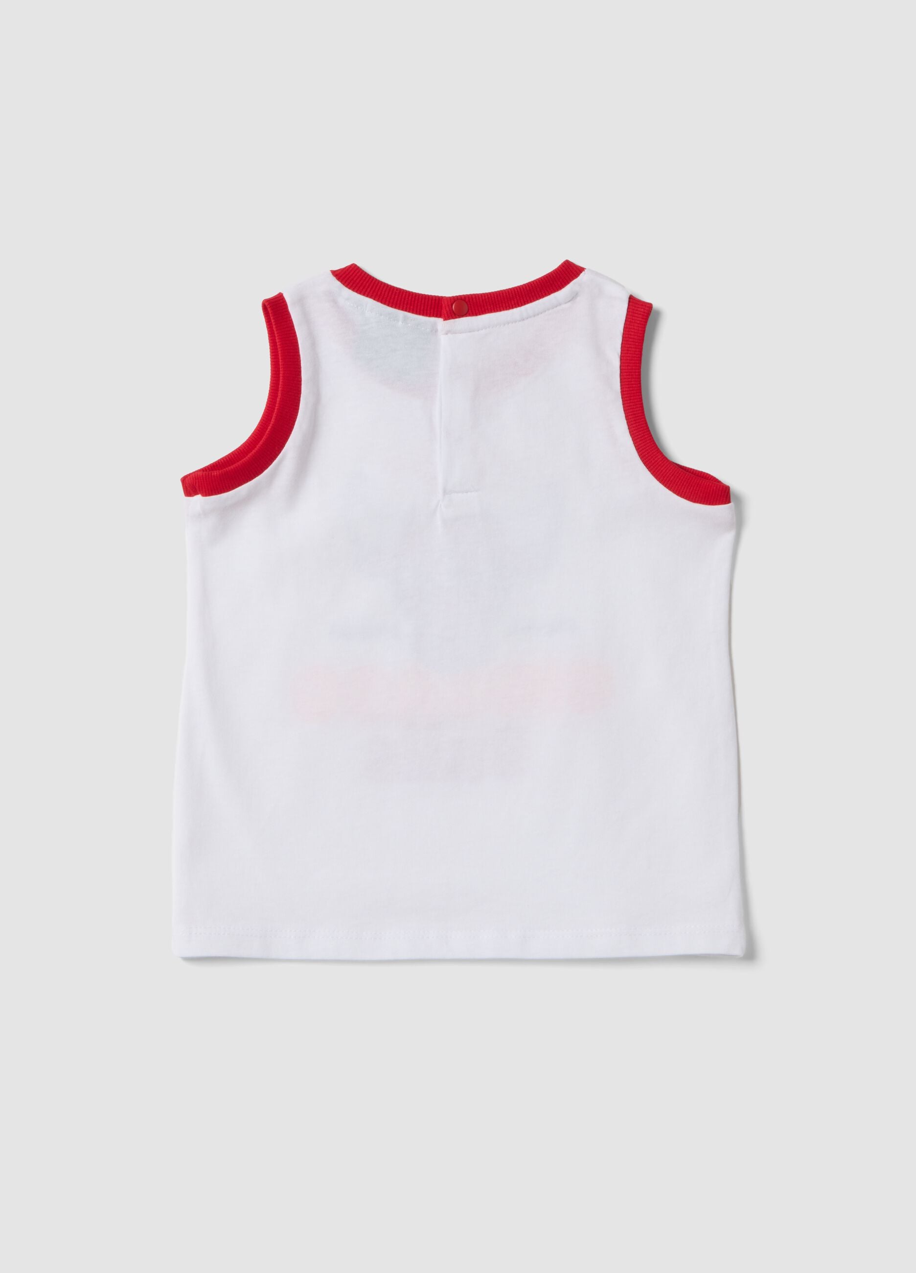 Canotta bianca in puro cotone con stampa per bimbo regular fit
