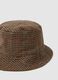 Brown cotton blend hat with reversible design_1