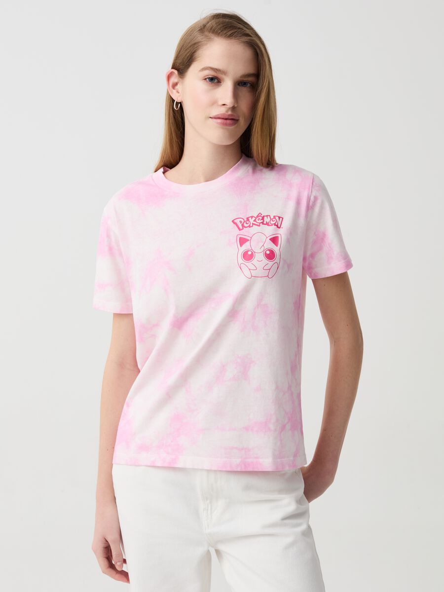 Tie-dye T-shirt with Jigglypuff print_1