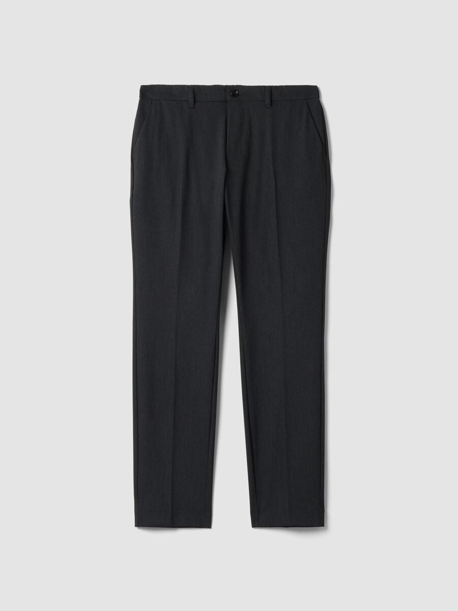 Pantaloni chino grigi in twill di viscosa elasticizzata slim fit_4
