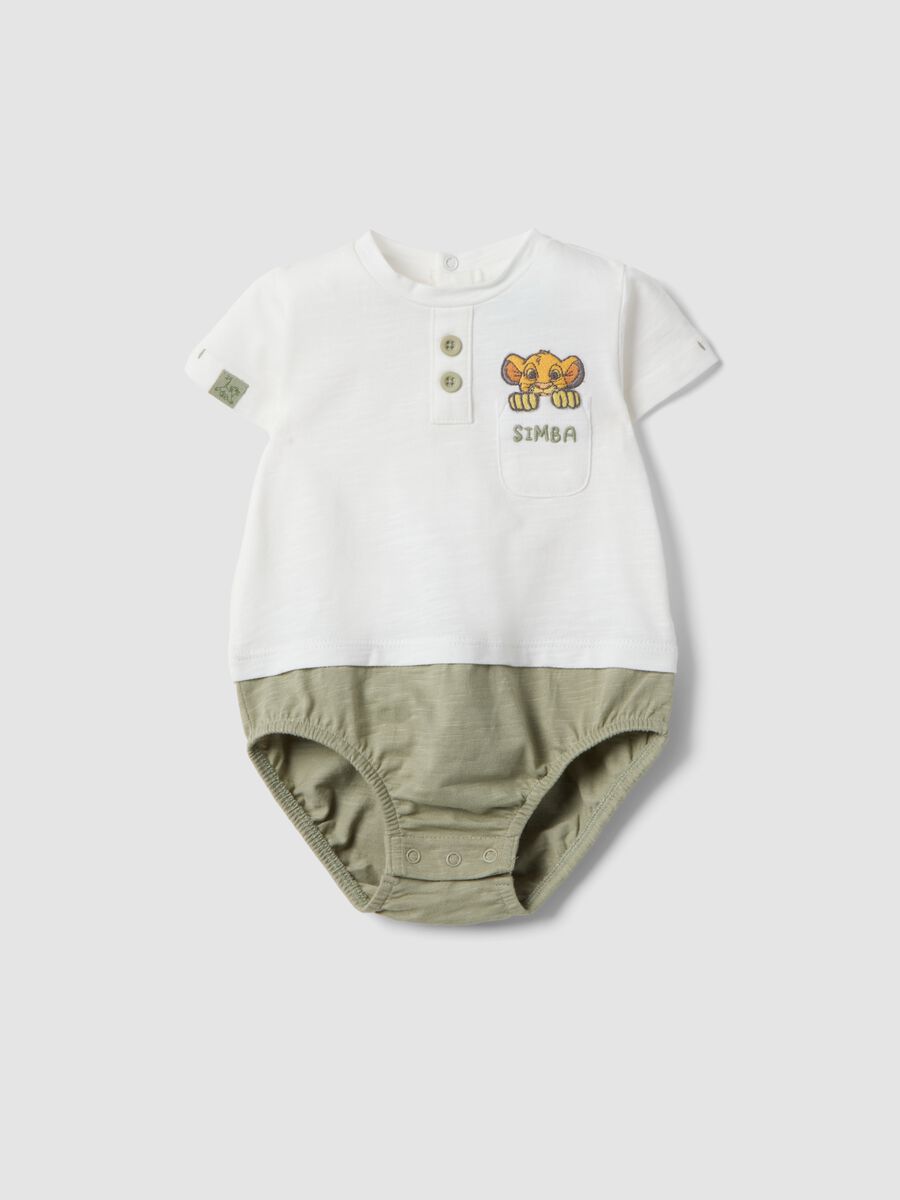 White and green organic cotton baby bodysuit_0