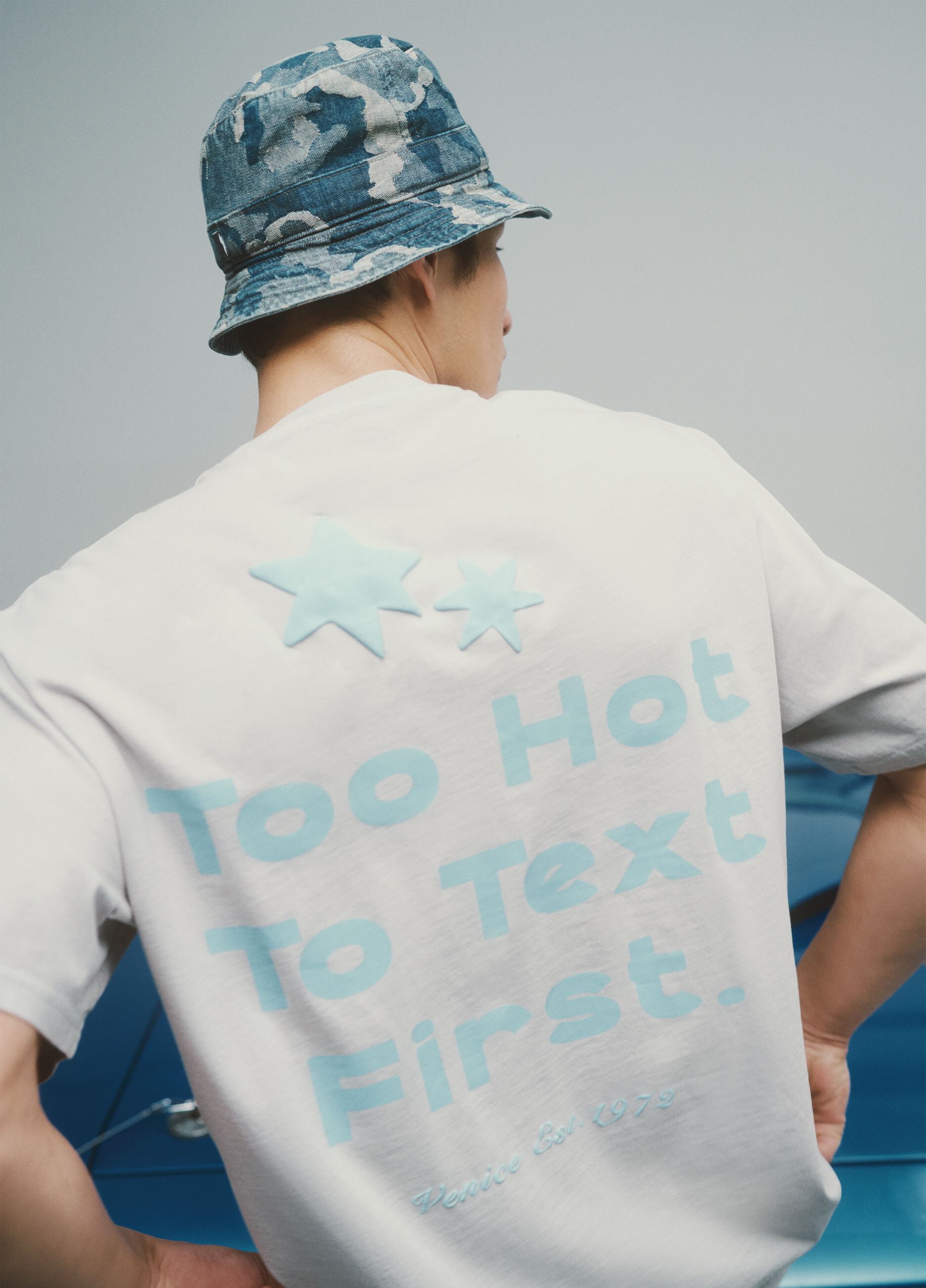 Blue pure cotton bucket hat