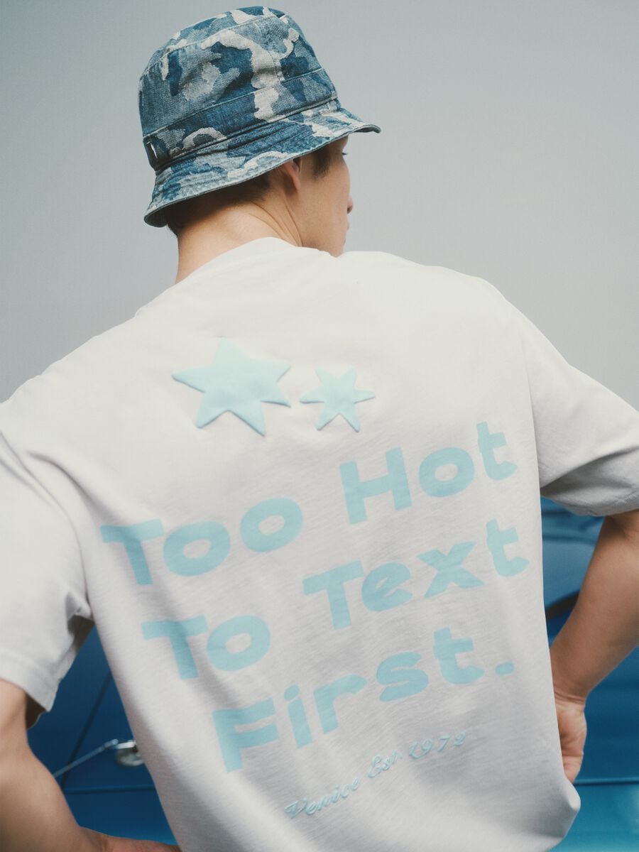 Cappello bucket blu in puro cotone_1