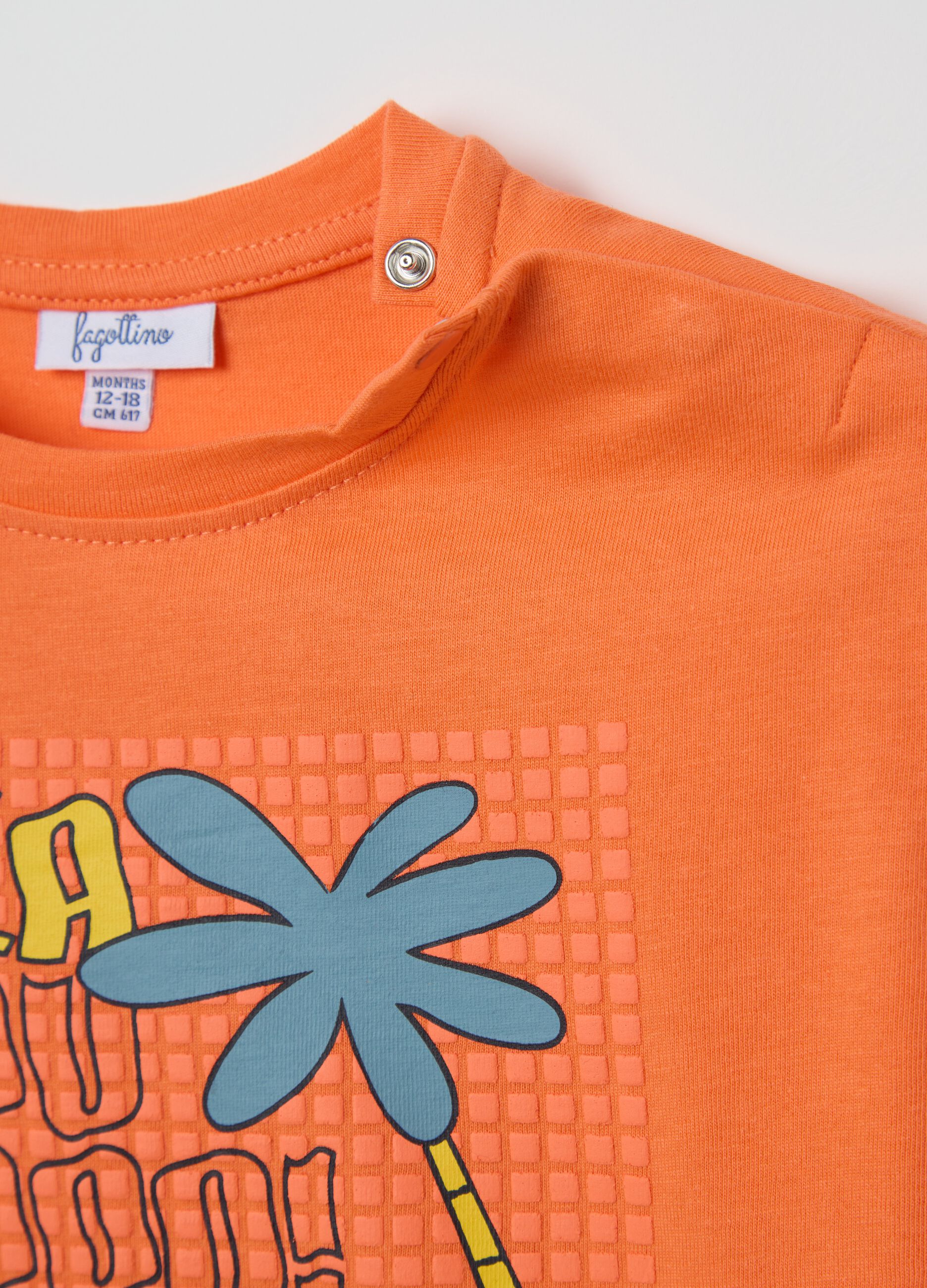 T-shirt arancione in cotone con stampa