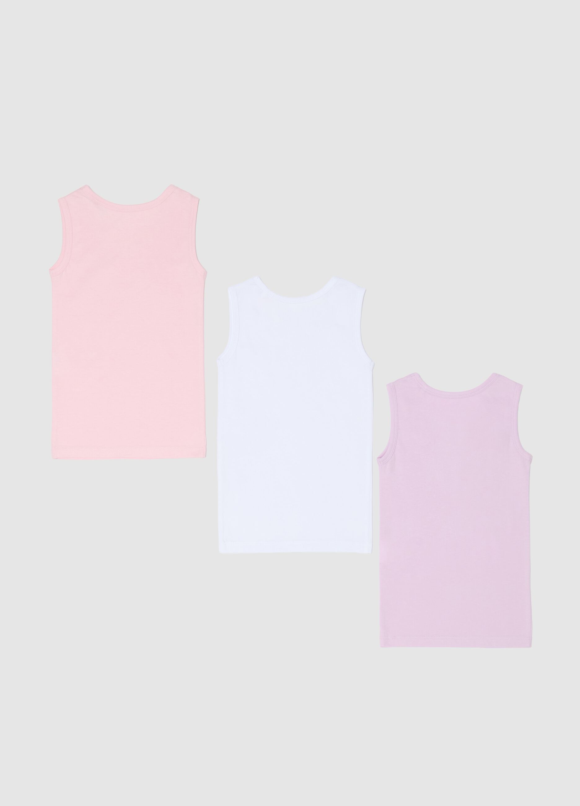 Three-pack racerback vests in jersey with bow