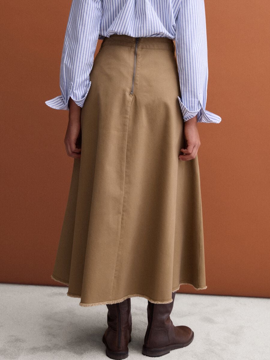 Brown midi skirt in pure cotton_2