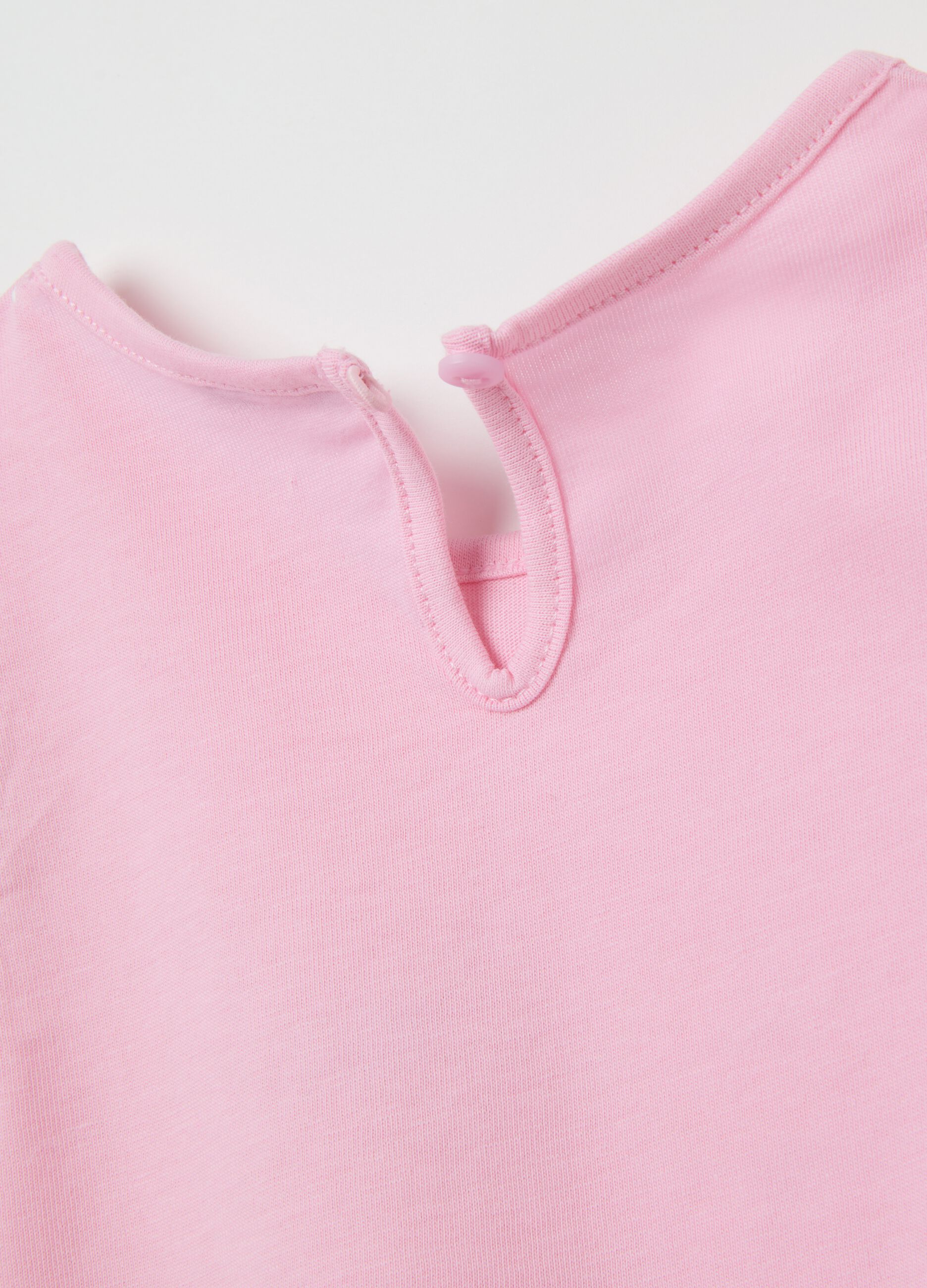 Baby girl pink pure cotton regular fit t-shirt with ruffles