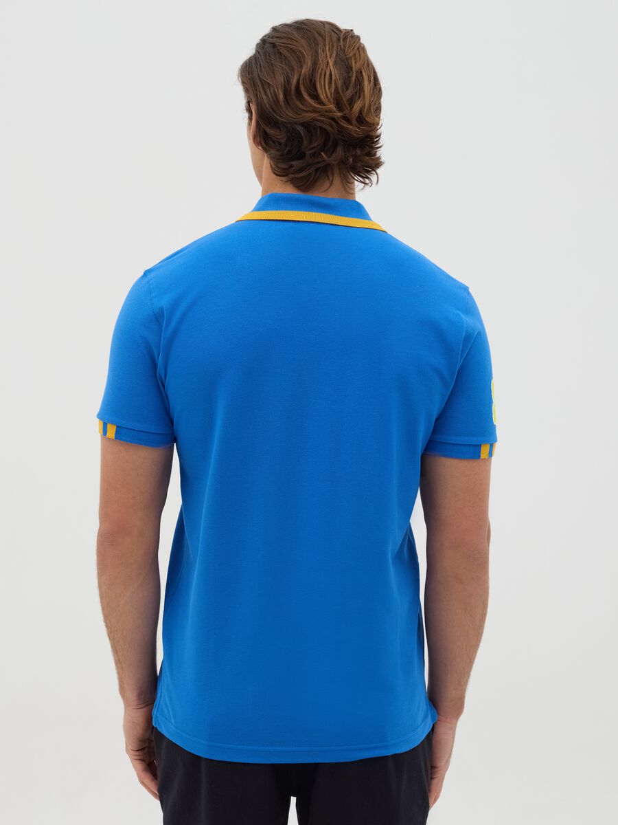 Light blue polo shirt in cotton with Navy Sport patch_3
