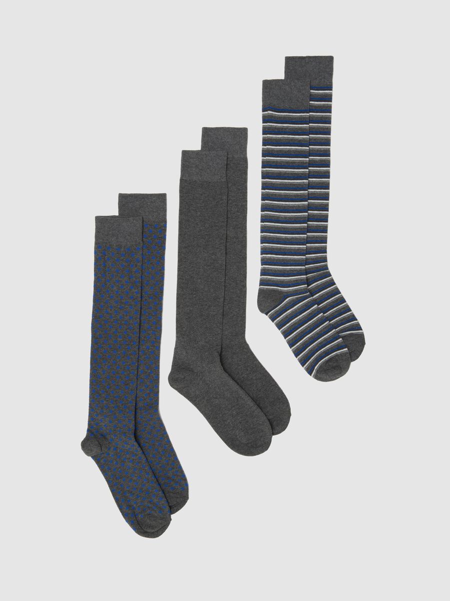 Multicoloured Cotton-Blend Long Socks Tripack_0