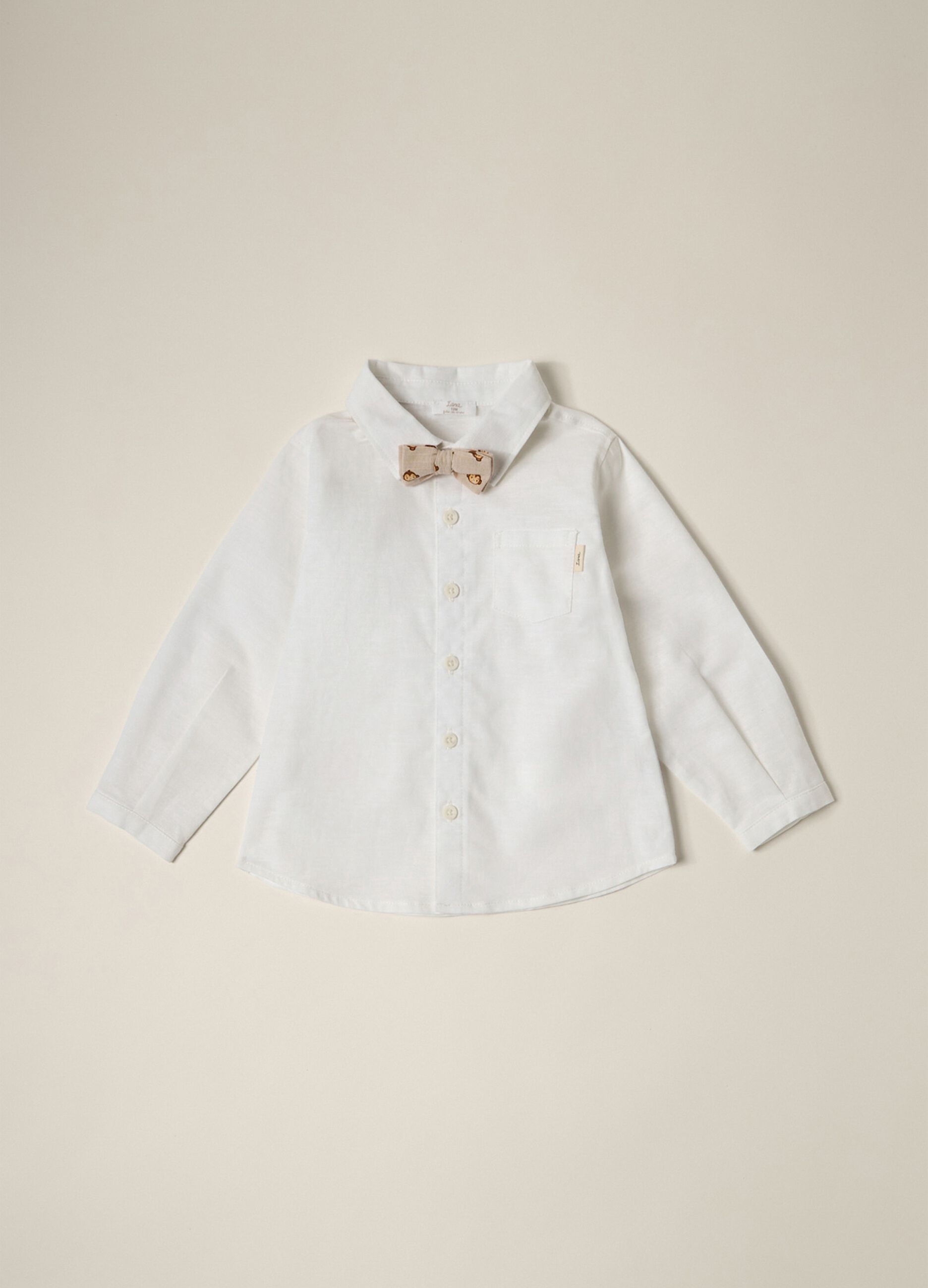 IANA newborn boy shirt in linen blend