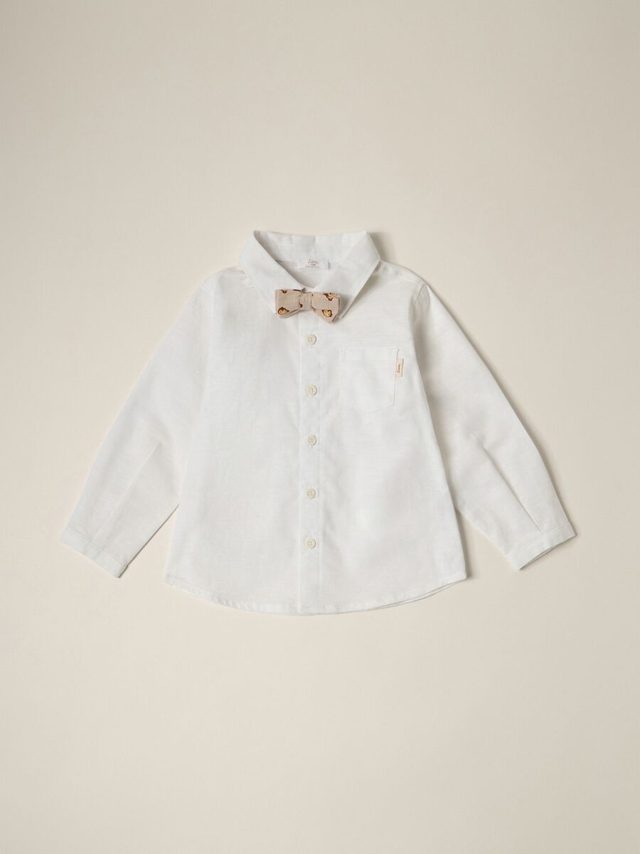 IANA newborn boy shirt in linen blend_0