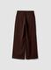 Pantaloni marrone scuro wide leg in puro cotone_2
