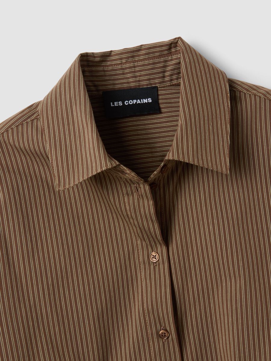 Brown striped stretch-cotton shirt with matching tie_5