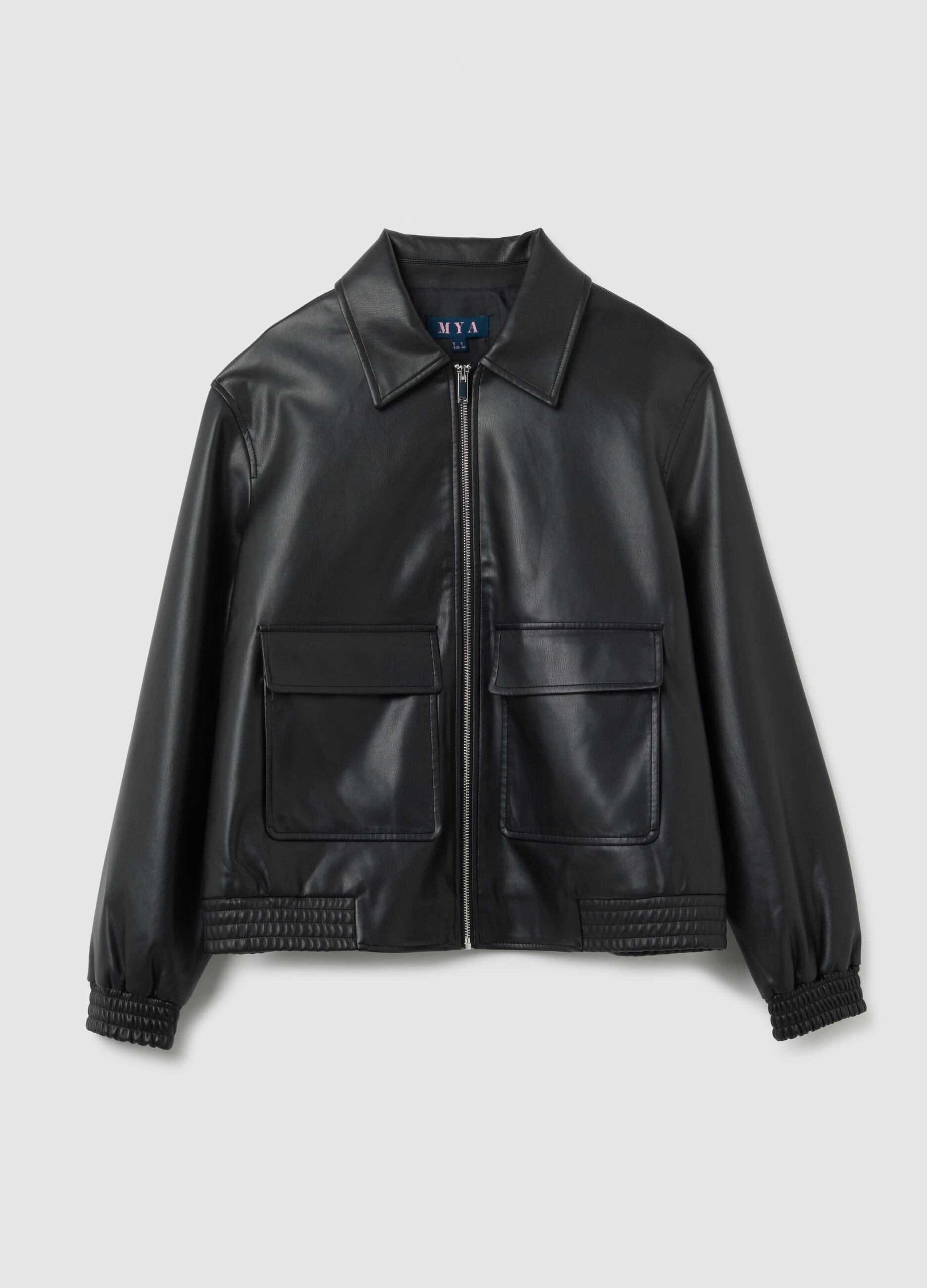 Black regular fit jacket with zip