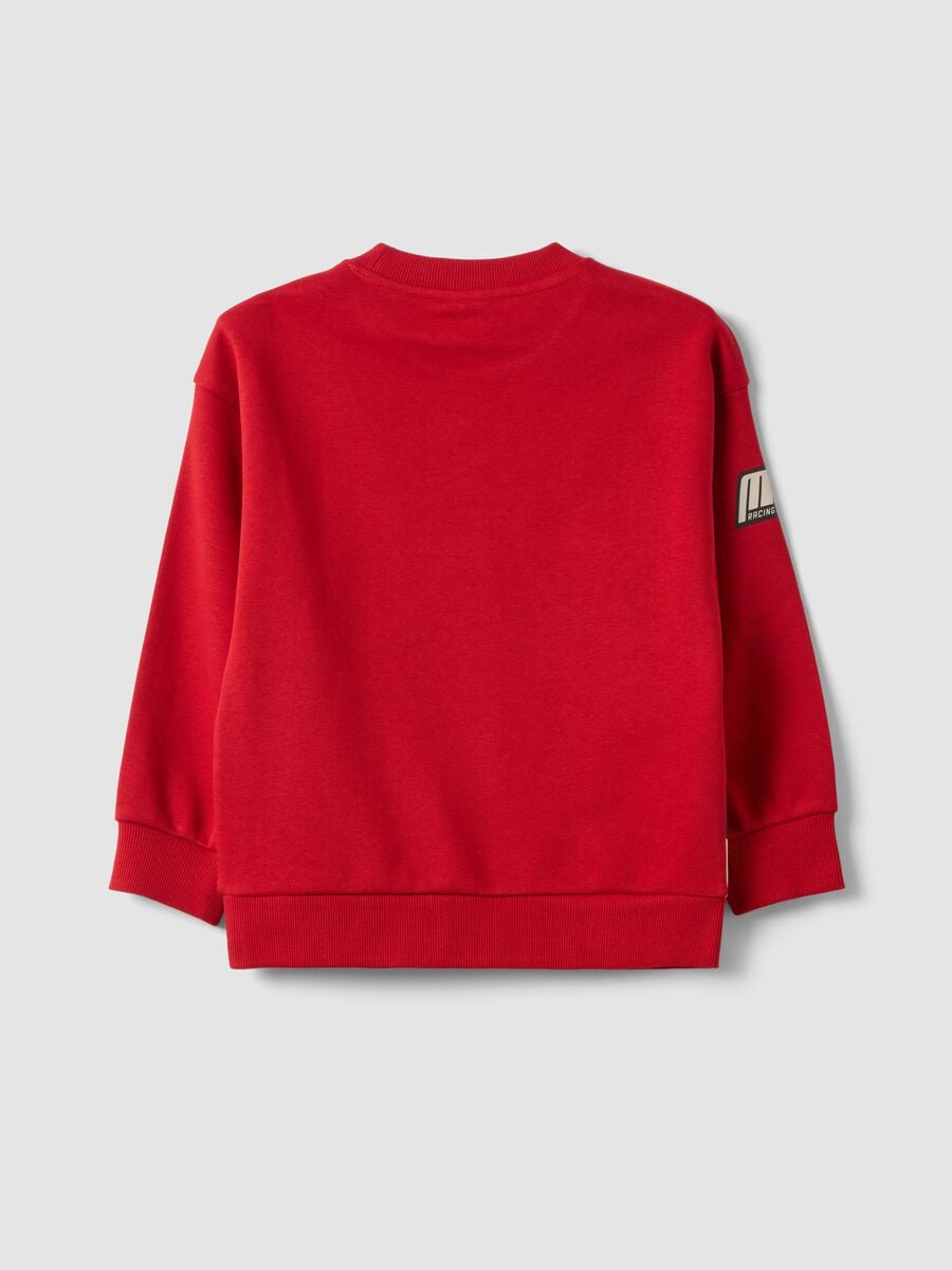 Felpa rossa in misto cotone con girocollo e stampa Mickey & Friends_1