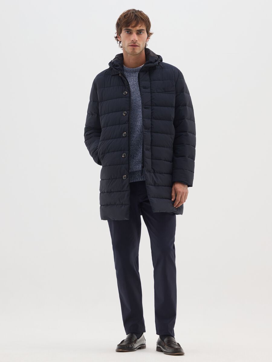 Blue Regular Fit Parka Jacket with Zip_1