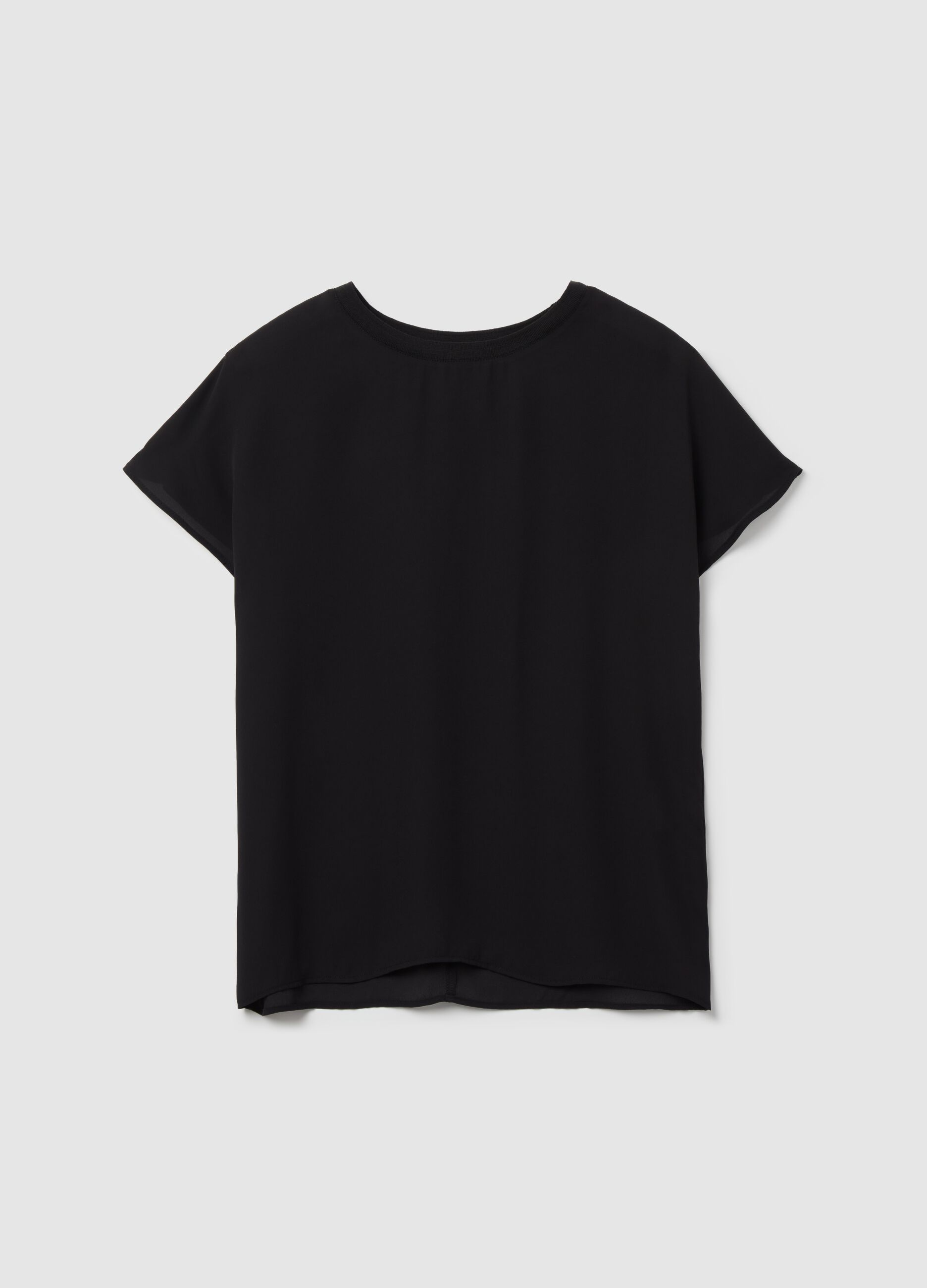 Blusa in crêpe tinta unita