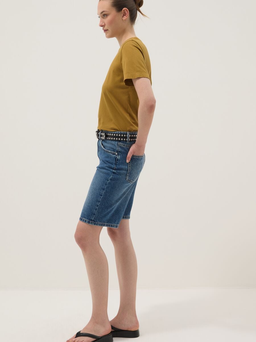 T-shirt marrone a maniche corte in puro cotone regular fit_2