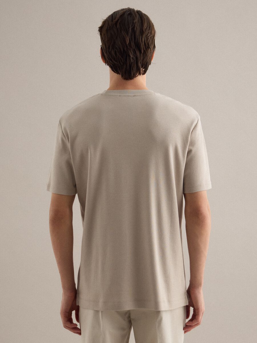 T-shirt girocollo in puro cotone beige regular fit_4