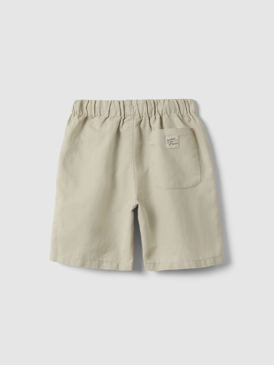 Shorts in misto lino beige da bambino oversize fit_1