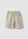 Beige linen blend oversized fit children's shorts_1