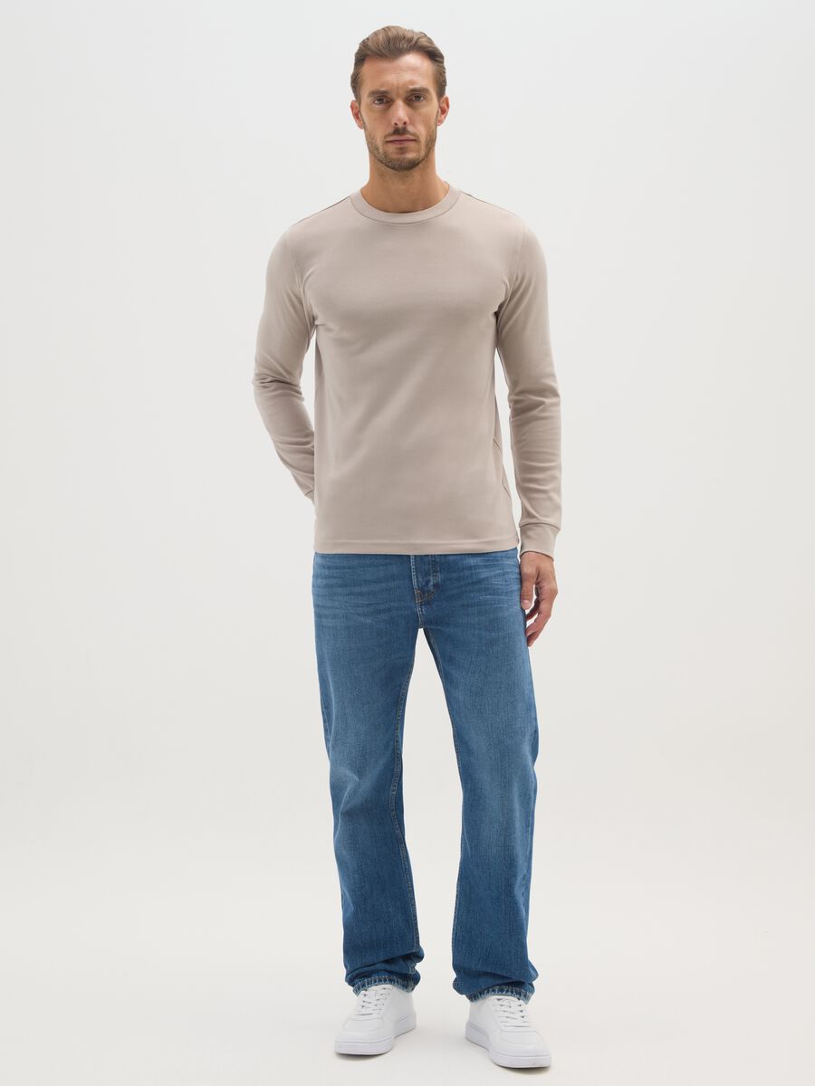 Beige pure cotton regular fit t-shirt_1