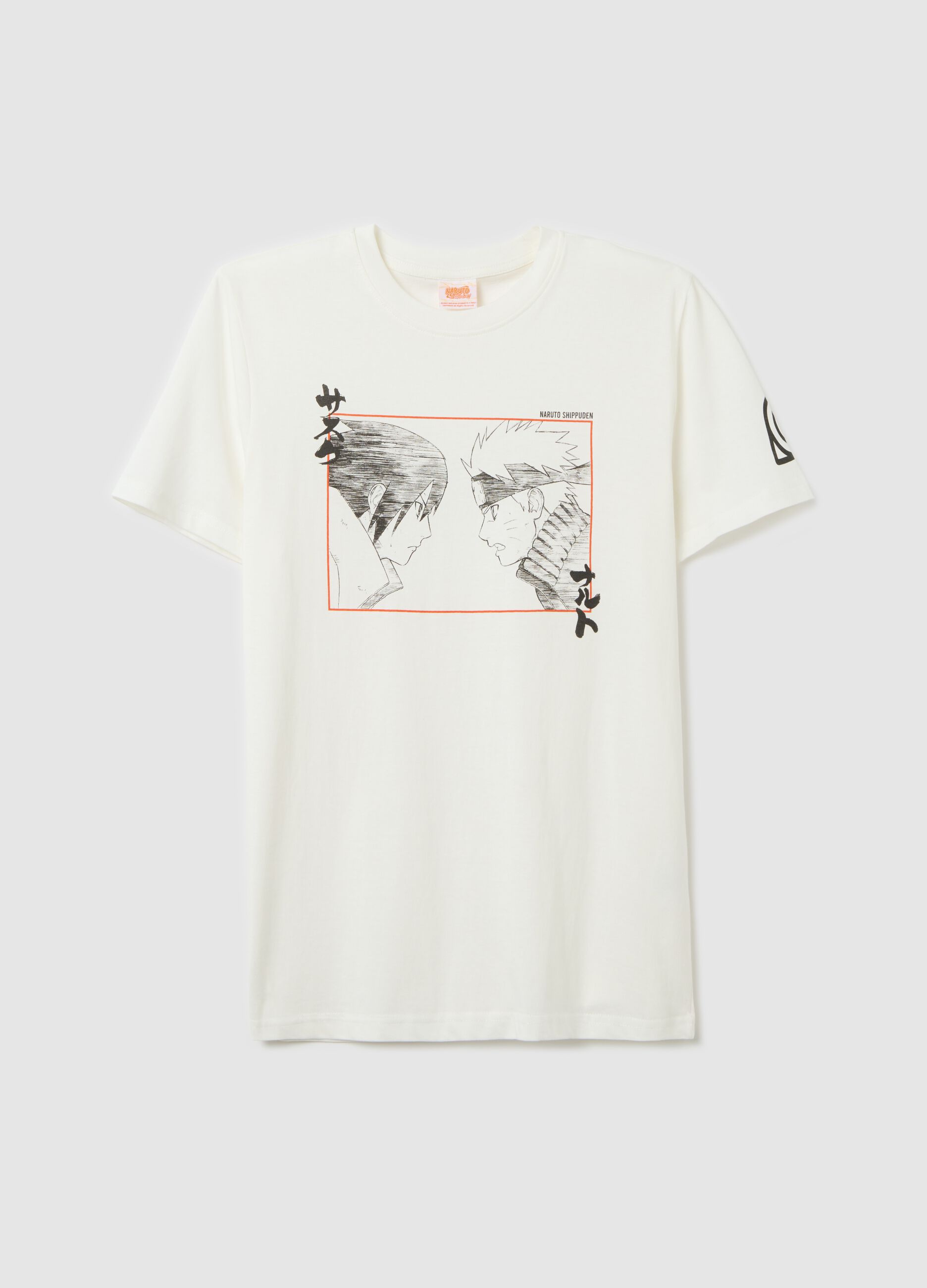 T-shirt bianca con stampa Naruto