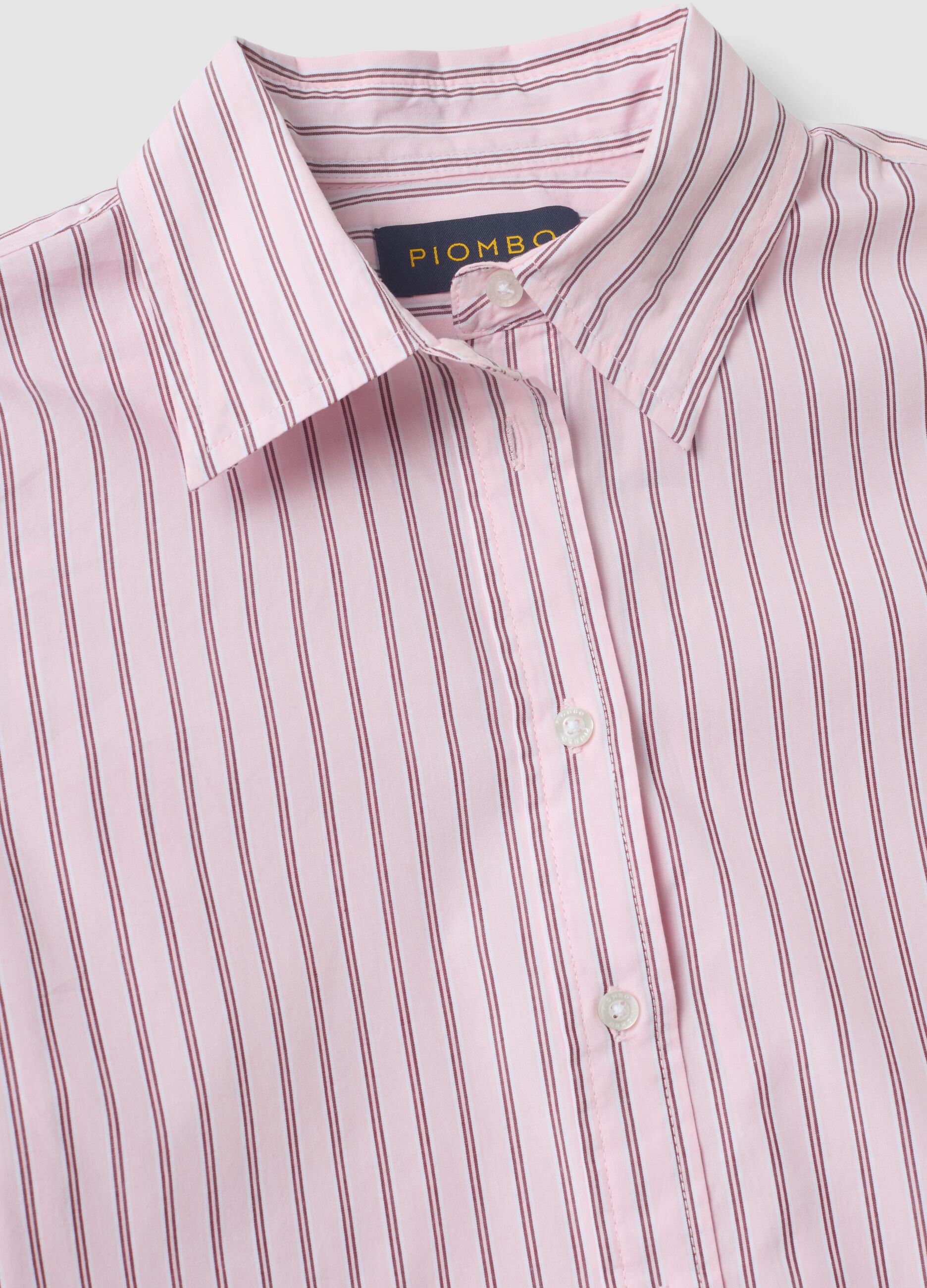 Pink striped poplin shirt, regular fit