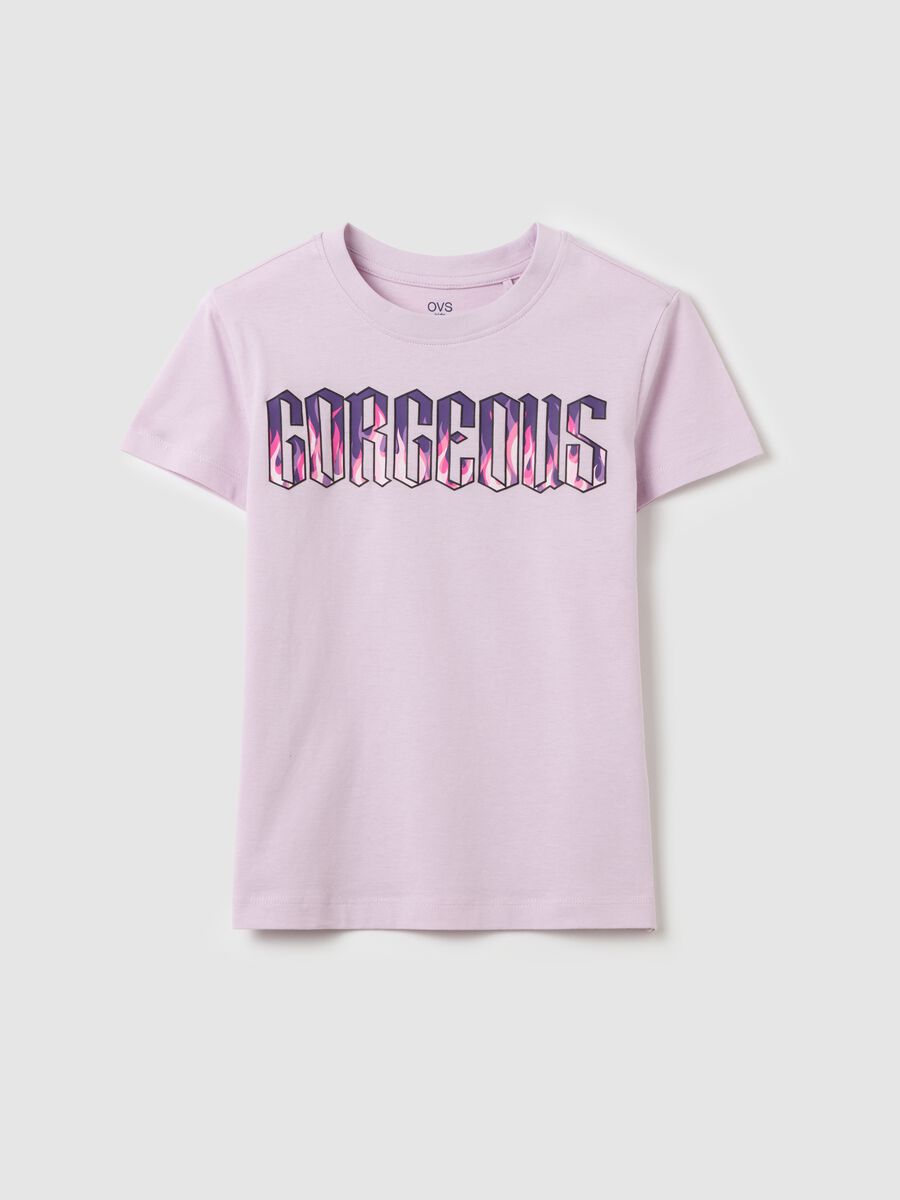 Cotton T-shirt with "Gorgeous" print_3