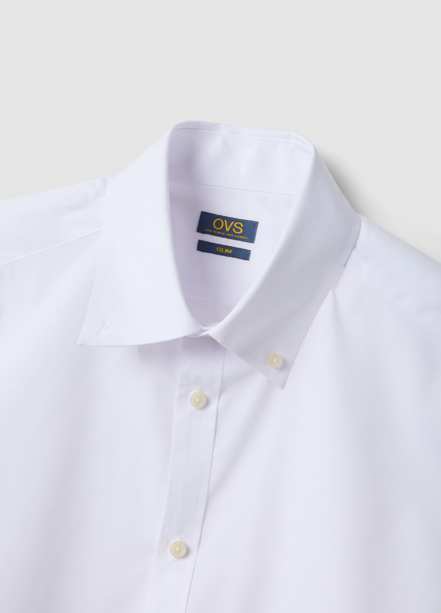 White slim-fit shirt with button-down collar