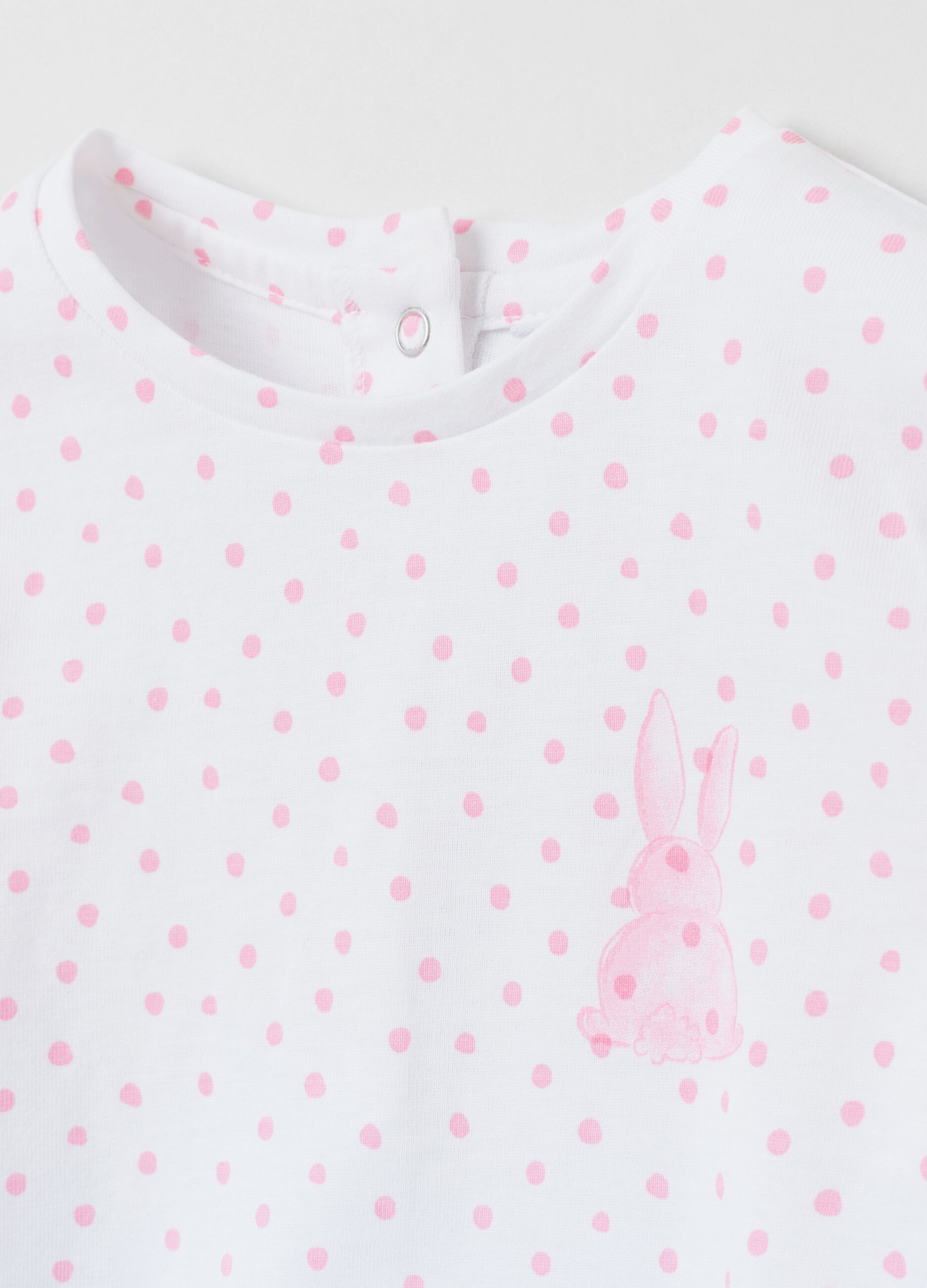 Long cotton pyjamas with polka dot top