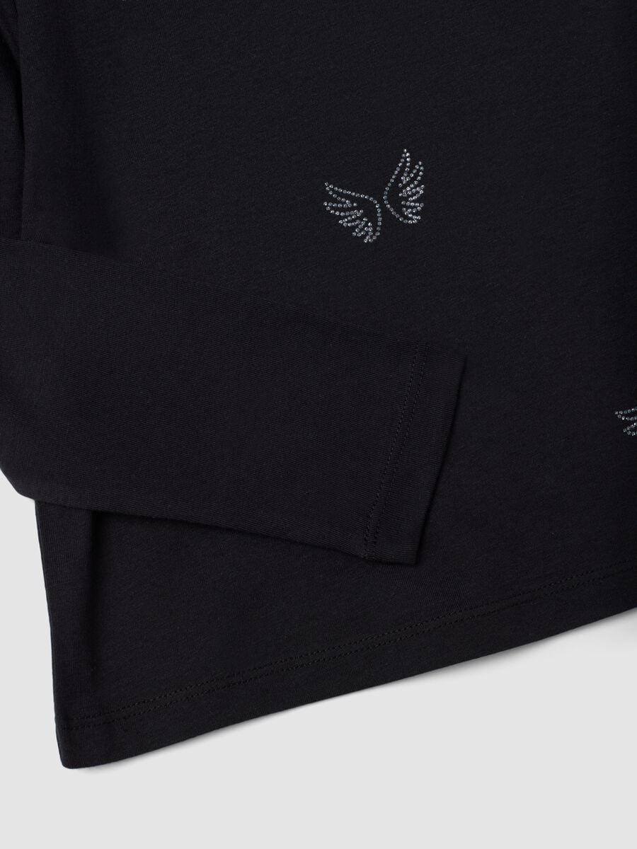 T-shirt nera in puro cotone organico con girocollo_3