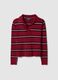 Multicolour Striped Regular Fit Sweater with Polo Collar_4
