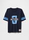 Blue sports jersey with logo and light blue accents_3