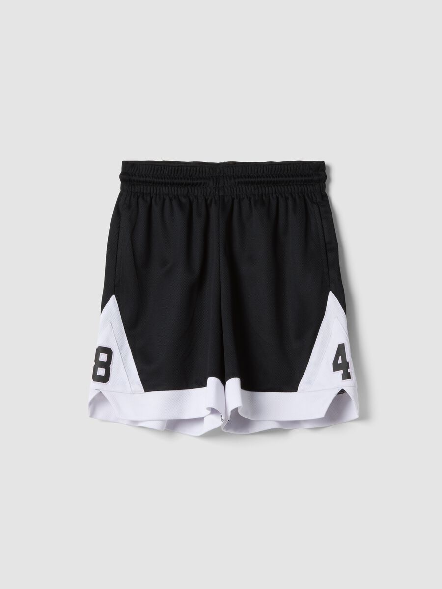 Black sporty shorts with white inserts_0