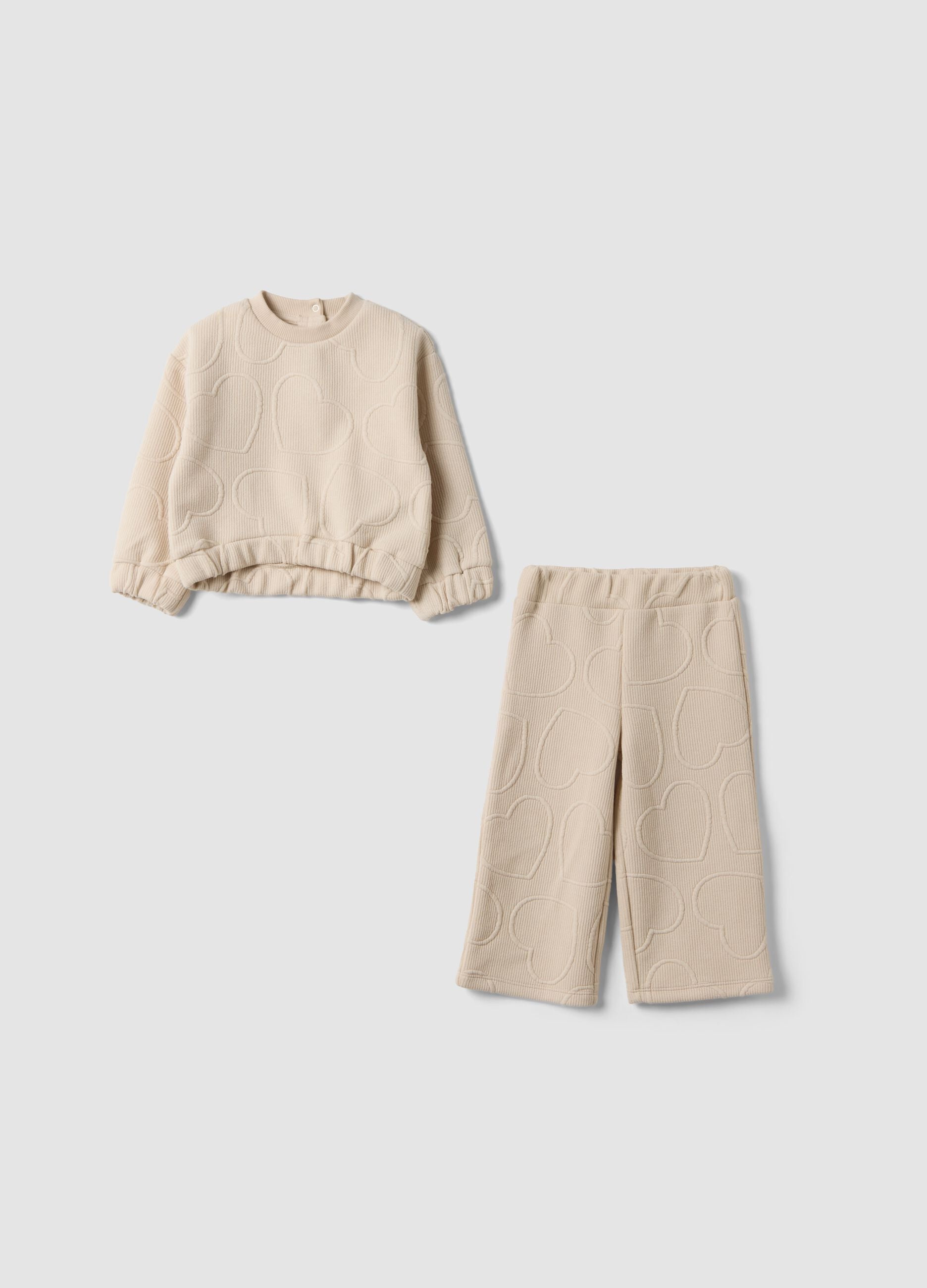 Completo beige girocollo in viscosa elasticizzata over fit