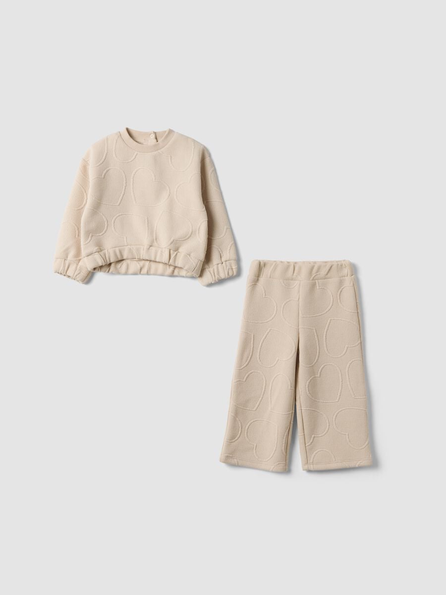 Completo beige girocollo in viscosa elasticizzata over fit_0