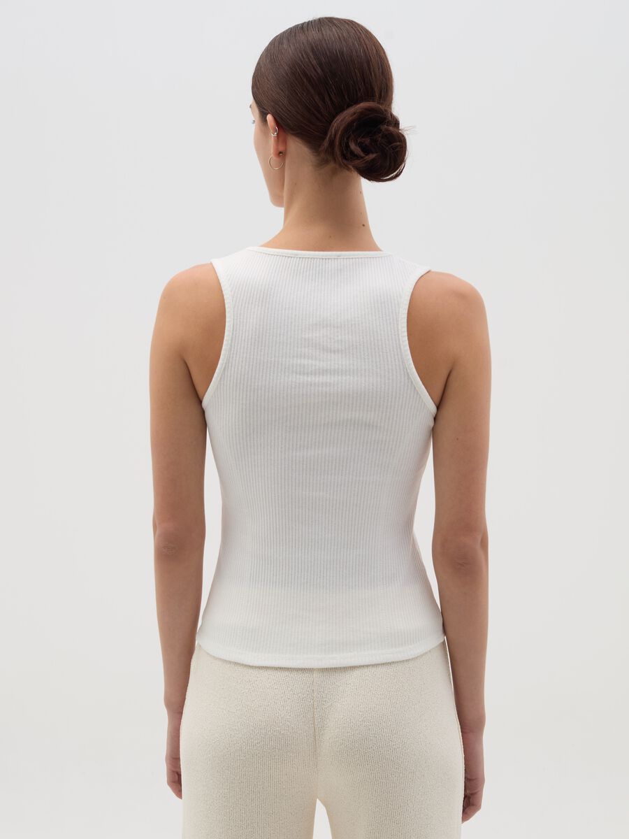 Ribbed tank top with granddad neckline_3