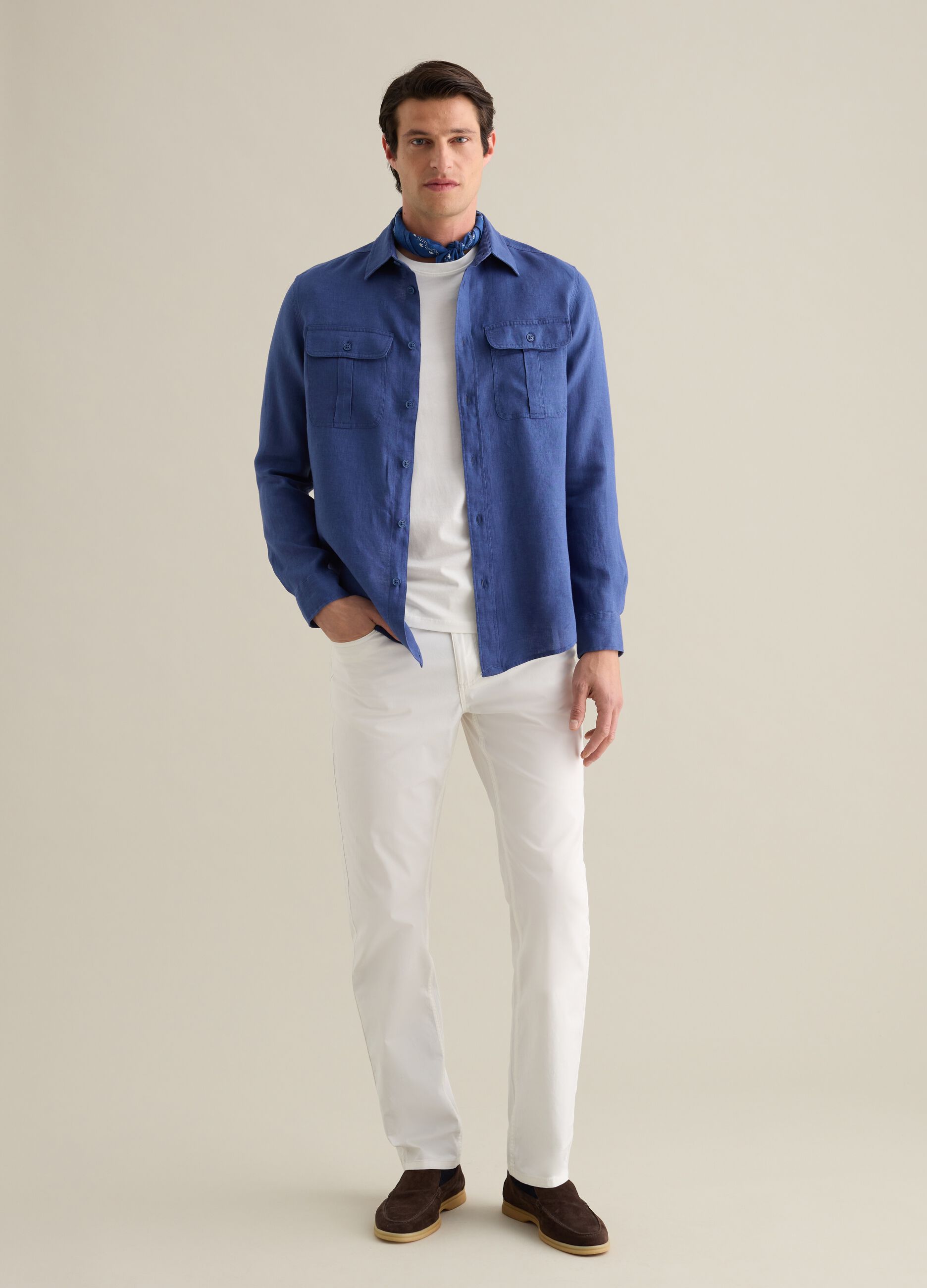 Classic Blue Pure Linen Shirt by Piombo